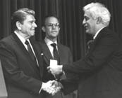 Raymond Damadian, MD  receiving the National Medal of Technology from Presiden Reagan