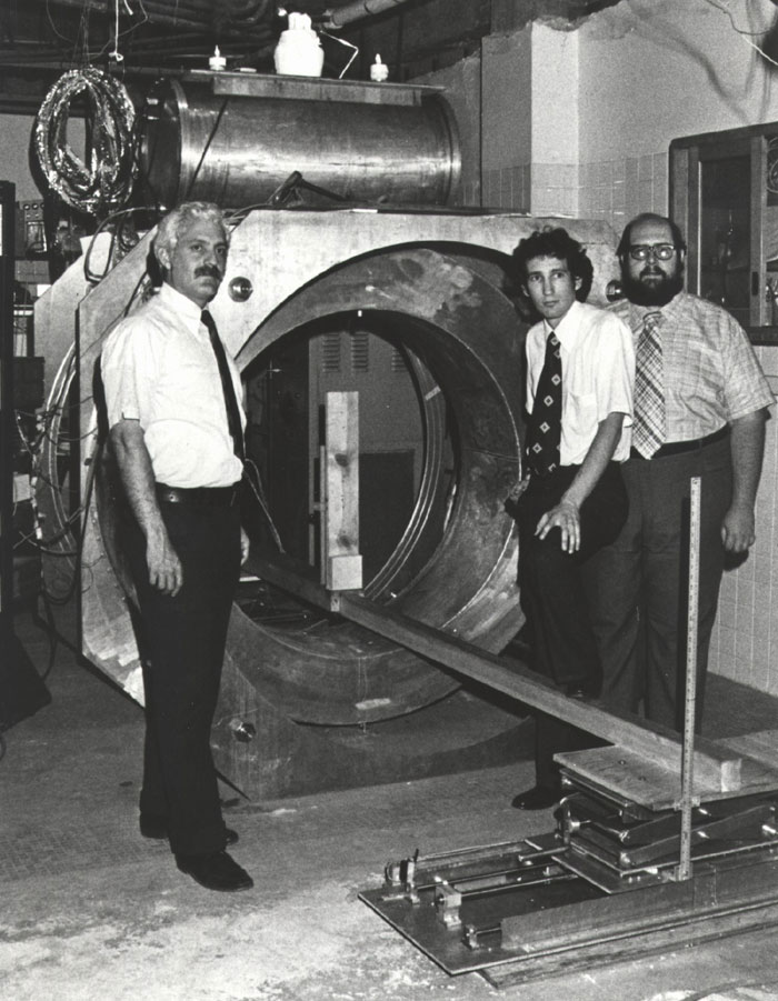 Worlds's First MRI Scanner. Raymond Damadian, M.D., Lawrence Minkoff, PH.D., and Michael Goldsmith. PH.D.